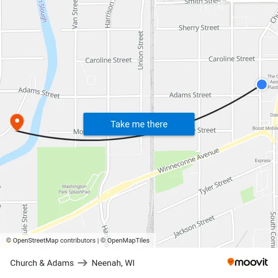 Church & Adams to Neenah, WI map