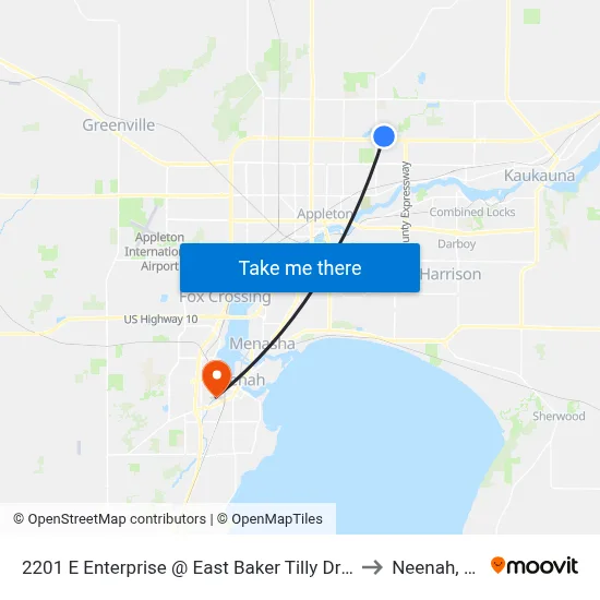 2201 E Enterprise @ East Baker Tilly Drive to Neenah, WI map
