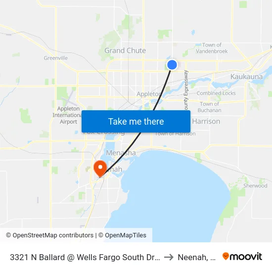 3321 N Ballard @ Wells Fargo South Drive to Neenah, WI map