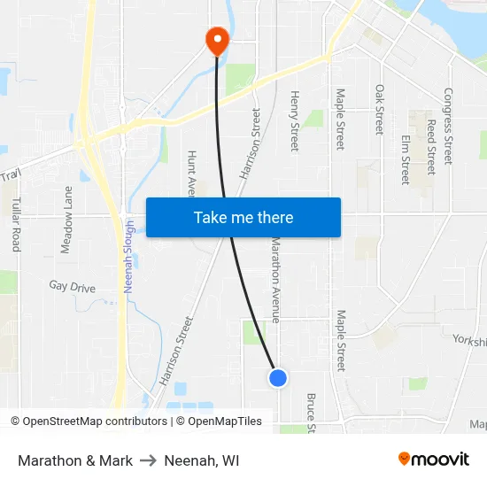 Marathon & Mark to Neenah, WI map