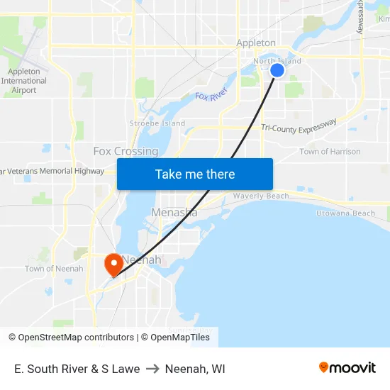 E. South River & S Lawe to Neenah, WI map