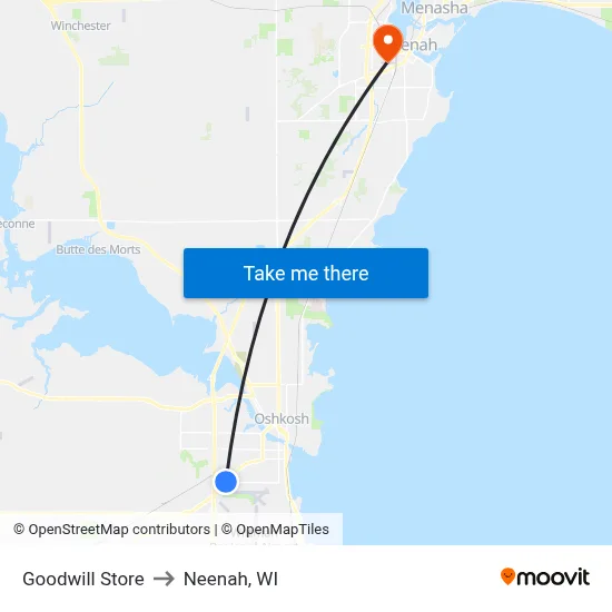 Goodwill Store to Neenah, WI map