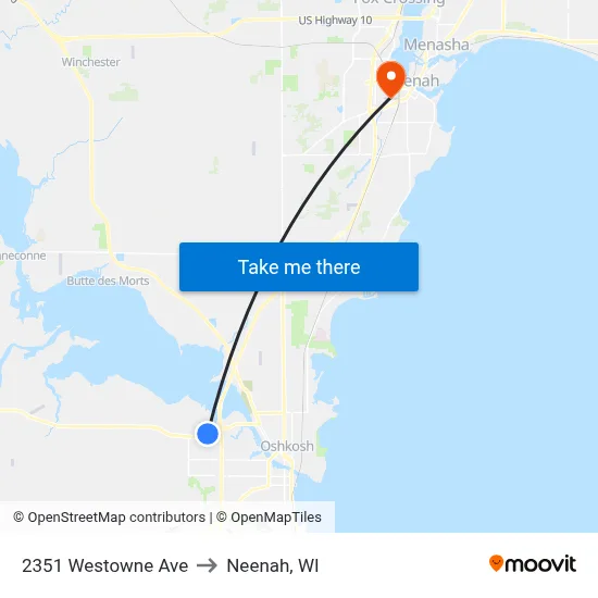 2351 Westowne Ave to Neenah, WI map