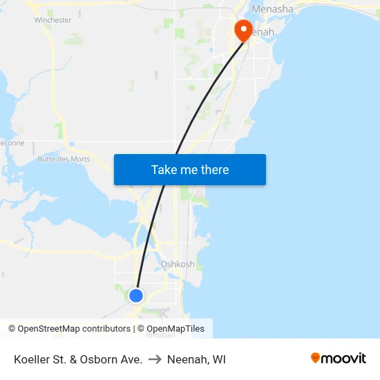 Koeller St. & Osborn Ave. to Neenah, WI map