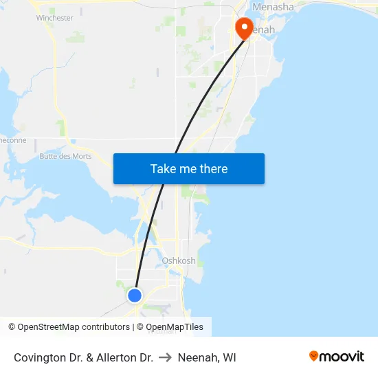 Covington Dr. & Allerton Dr. to Neenah, WI map