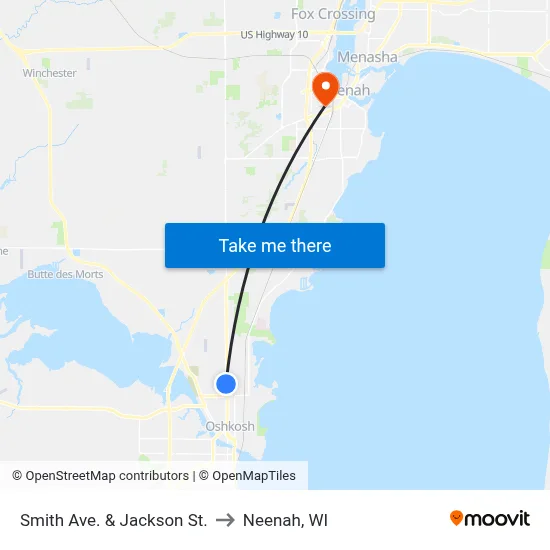 Smith Ave. & Jackson St. to Neenah, WI map