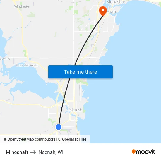 Mineshaft to Neenah, WI map