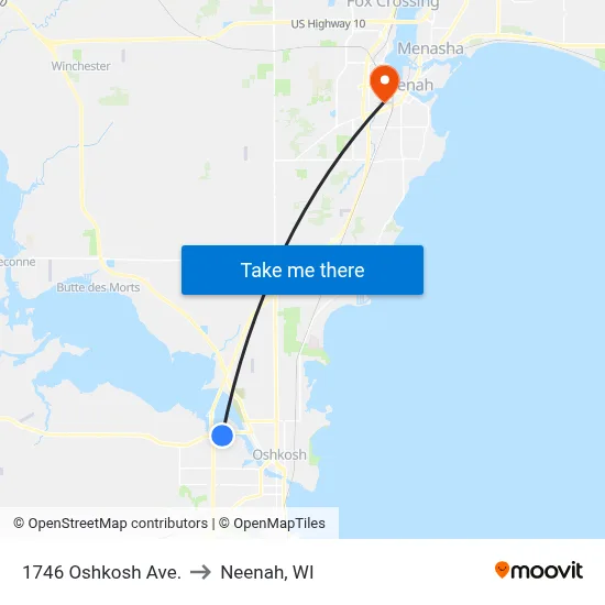 1746 Oshkosh Ave. to Neenah, WI map