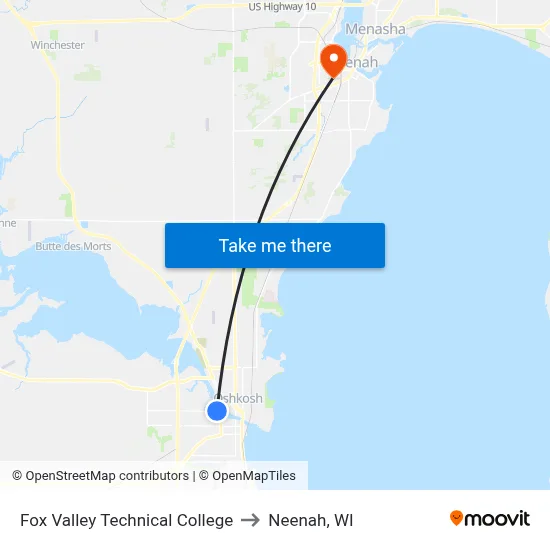 Fox Valley Technical College to Neenah, WI map