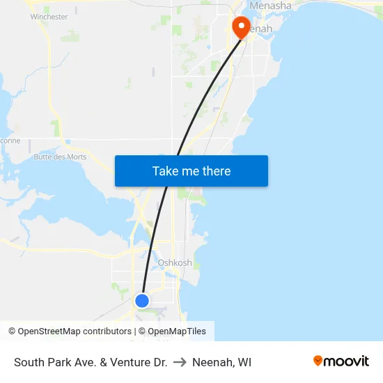 South Park Ave. & Venture Dr. to Neenah, WI map