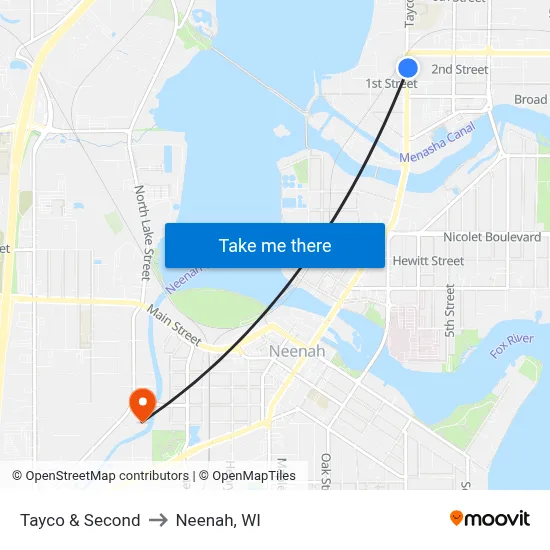 Tayco & Second to Neenah, WI map
