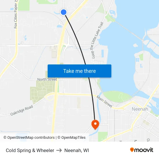 Cold Spring & Wheeler to Neenah, WI map