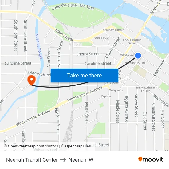 Neenah Transit Center to Neenah, WI map