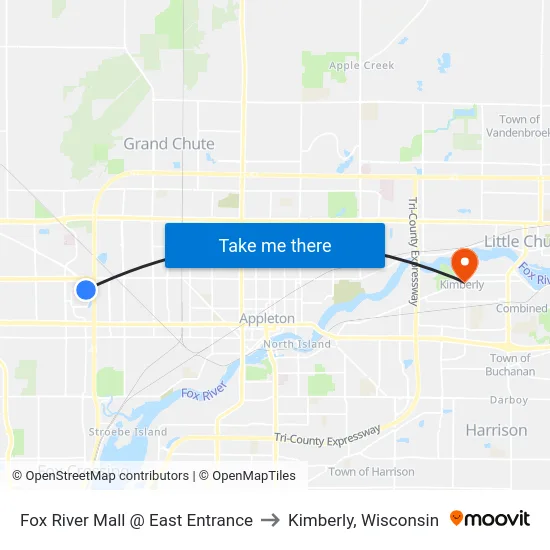 Fox River Mall @ East Entrance to Kimberly, Wisconsin map