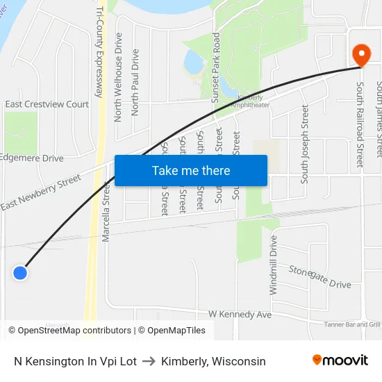 N Kensington In Vpi Lot to Kimberly, Wisconsin map