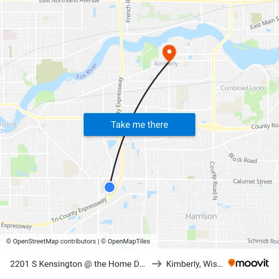 2201 S Kensington @ the Home Depot Entrance to Kimberly, Wisconsin map
