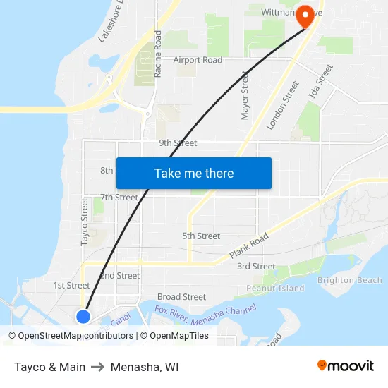 Tayco & Main to Menasha, WI map
