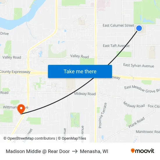Madison Middle @ Rear Door to Menasha, WI map