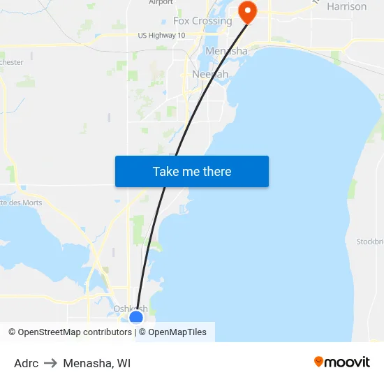 Adrc to Menasha, WI map