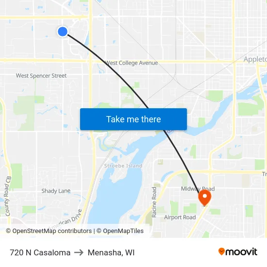 720 N Casaloma to Menasha, WI map