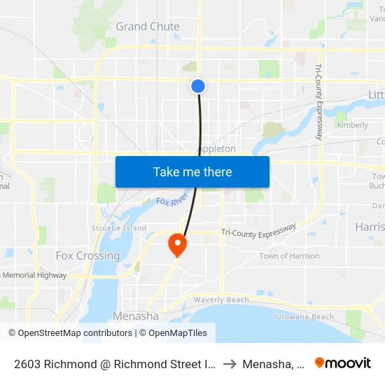 2603 Richmond @ Richmond Street Inn to Menasha, WI map