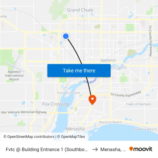 Fvtc @ Building Entrance 1 (Southbound) to Menasha, WI map