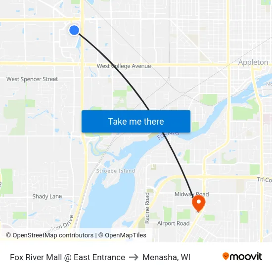 Fox River Mall @ East Entrance to Menasha, WI map