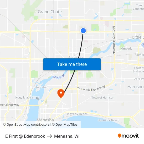E First @ Edenbrook to Menasha, WI map