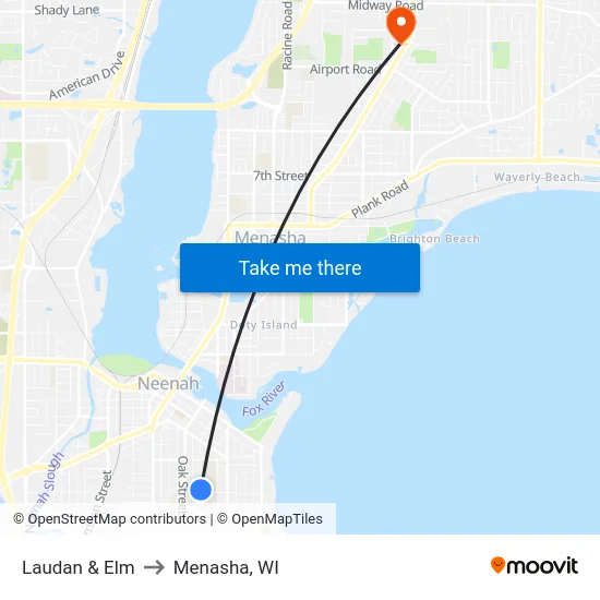 Laudan & Elm to Menasha, WI map