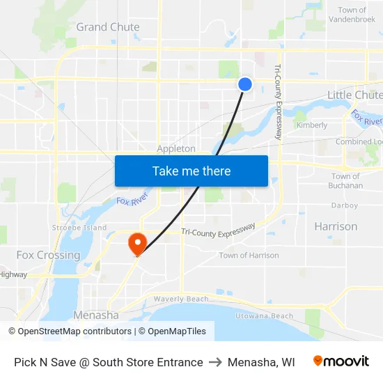 Pick N Save @ South Store Entrance to Menasha, WI map