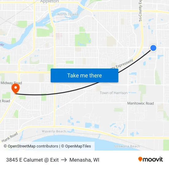 3845 E Calumet @ Exit to Menasha, WI map