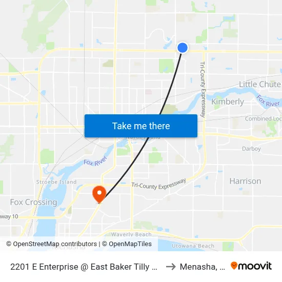 2201 E Enterprise @ East Baker Tilly Drive to Menasha, WI map