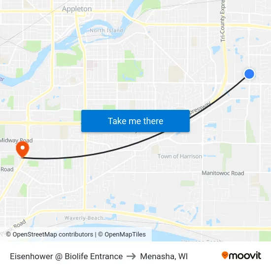 Eisenhower @ Biolife Entrance to Menasha, WI map