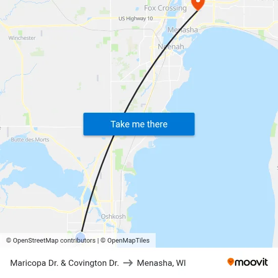 Maricopa Dr. & Covington Dr. to Menasha, WI map