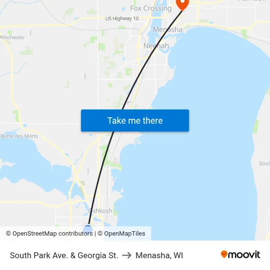 South Park Ave. & Georgia St. to Menasha, WI map