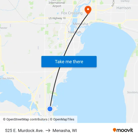 525 E. Murdock Ave. to Menasha, WI map