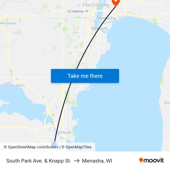 South Park Ave. & Knapp St. to Menasha, WI map