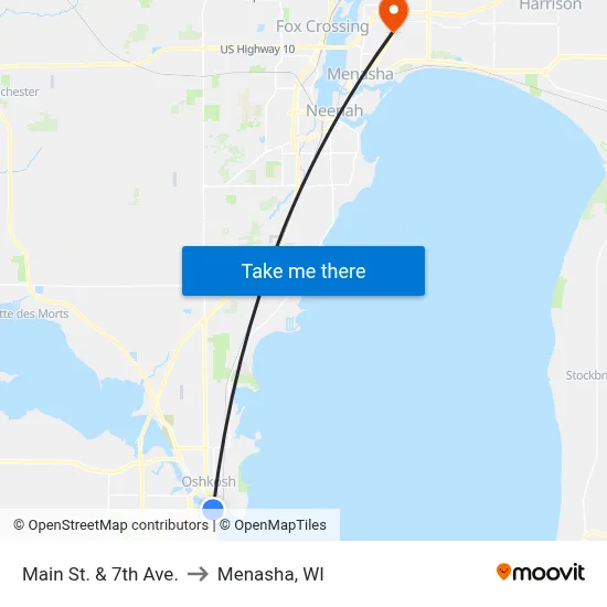 Main St. & 7th Ave. to Menasha, WI map