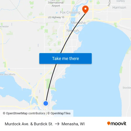 Murdock Ave. & Burdick St. to Menasha, WI map