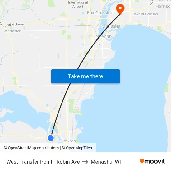 West Transfer Point - Robin Ave to Menasha, WI map