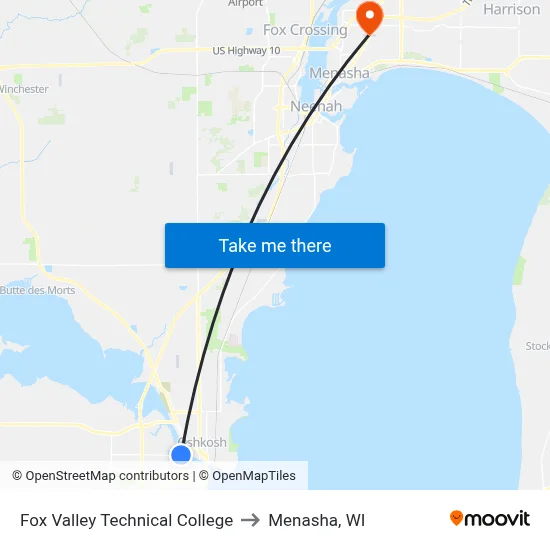 Fox Valley Technical College to Menasha, WI map