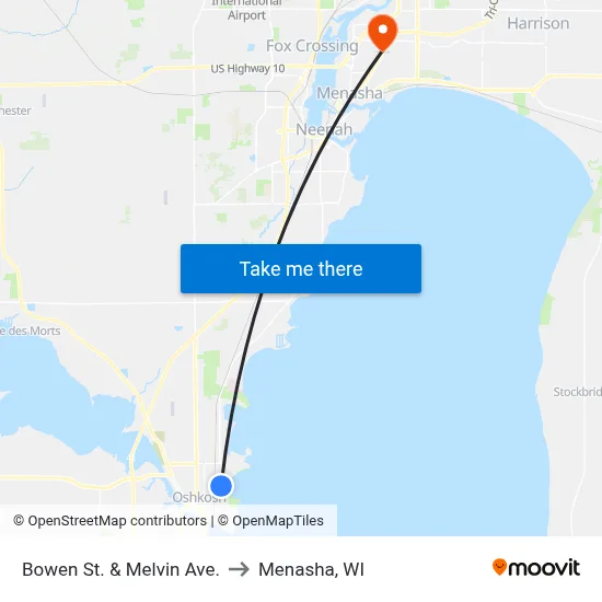 Bowen St. & Melvin Ave. to Menasha, WI map