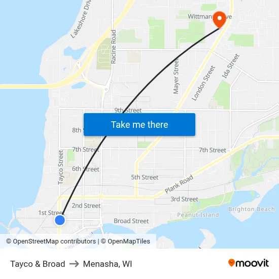 Tayco & Broad to Menasha, WI map