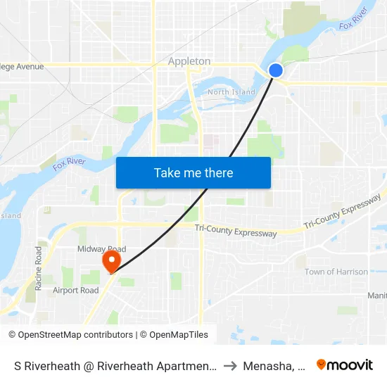 S Riverheath @ Riverheath Apartments to Menasha, WI map