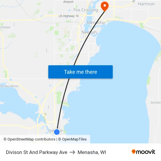 Divison St And Parkway Ave to Menasha, WI map