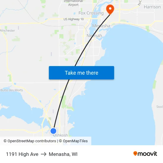 1191 High Ave to Menasha, WI map