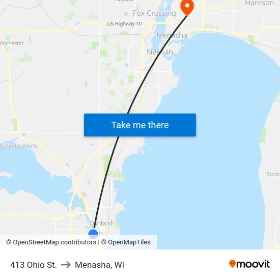 413 Ohio St. to Menasha, WI map