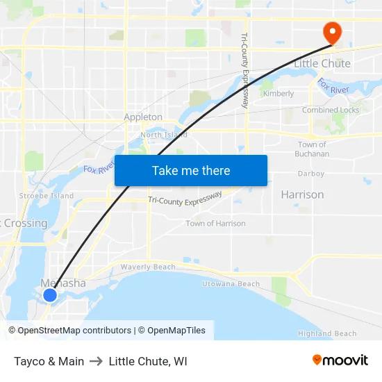 Tayco & Main to Little Chute, WI map