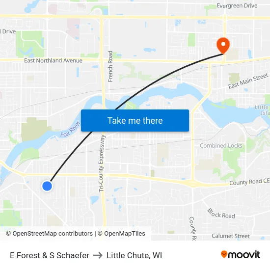 E Forest & S Schaefer to Little Chute, WI map