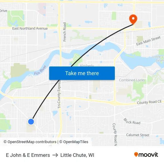 E John & E Emmers to Little Chute, WI map